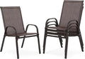 Outdoor Stackable Chairs Set of 4, Stacking Patio Chairs by Villeston