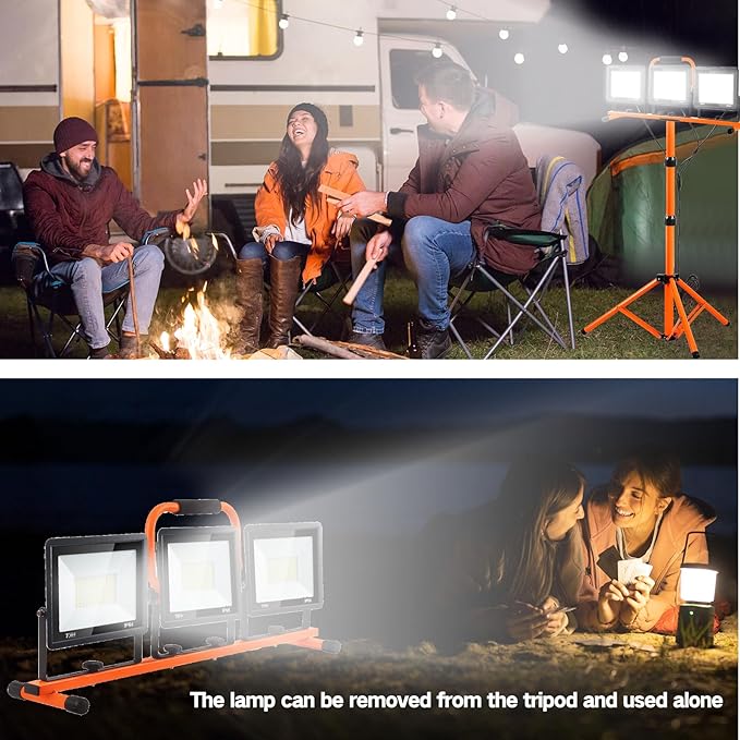 22000 Lumen Work Lights with Stand, 3 Head Portable LED Work Light, with - Image 6