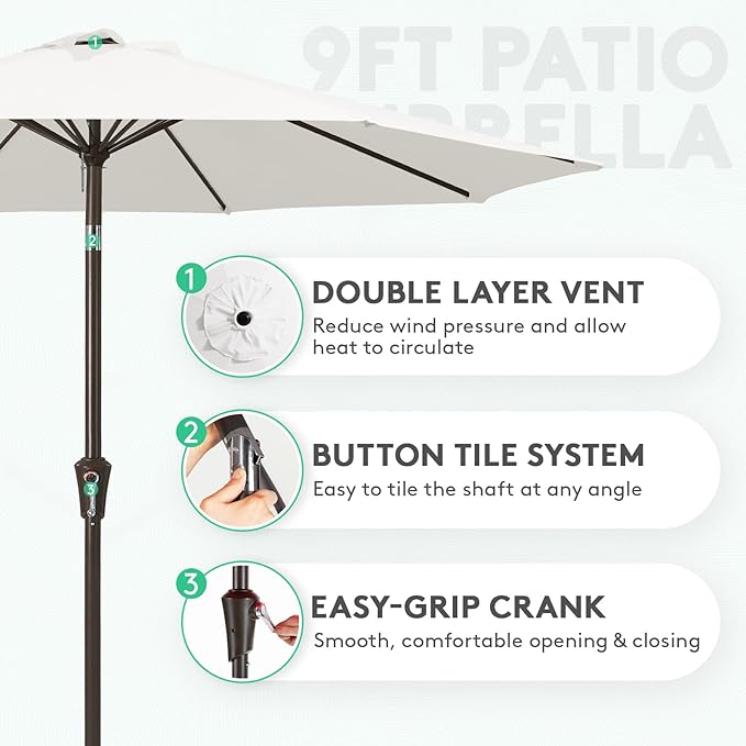 JEAREY 9FT Outdoor Patio Umbrella Outdoor Table Umbrella - Image 2