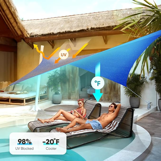Quictent 20X20FT 185G HDPE Square Sun Shade Sail Canopy 98% UV Block Outdoor - Image 8