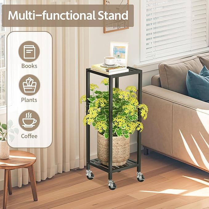 LASZOLA 2 Tier Black Metal Plant Stand Indoor Outdoor - Image 9