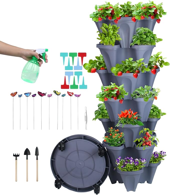 DUNCHATY Stackable Planter, Vertical Strawberry Planter by DUNCHATY