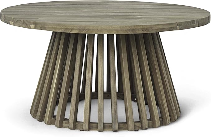 Merax Patio Outdoor Acacia Wood Round Coffee Table - Image 4