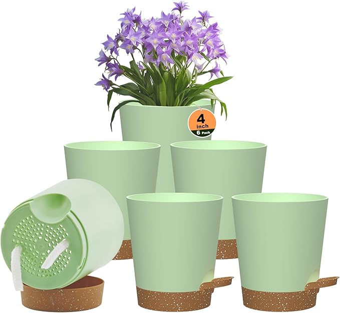 Self Watering Pots, 4 inch Flower Pots by Unknown
