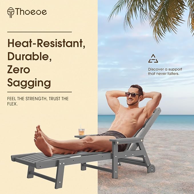 Patio Chaise Lounge Chair Set of 2, Oversized Lounge Chair Outdoor - Image 4