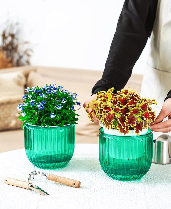 Melphoe 2 Pack Self Watering Hanging Planters Indoor Flower Pots, 6.5 Inch - Image 9
