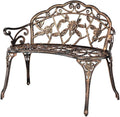 VINGLI 38.5" Patio Park Garden Outdoor Metal Rose Bench, 2-Person Cast Iron by VINGLI