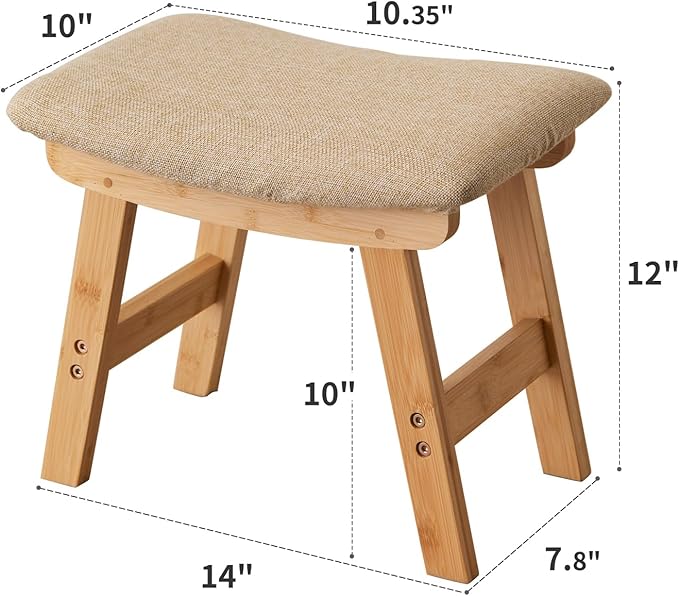 Foot Stool, Bamboo Small Sofa Foot Rest Under Desk, Extra Seating - Image 2