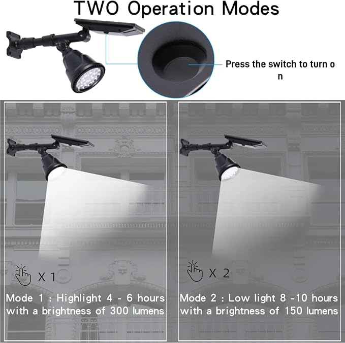 Solar Spotlights Outdoor 18 LED 300 Lumens Waterproof Adjustable Wall Light - Image 6