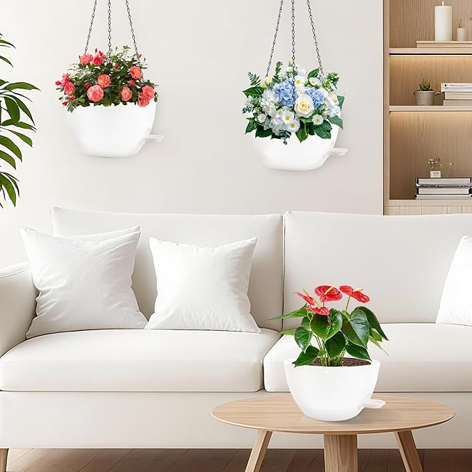 10 inch Hanging Planters for Indoor Plants, 3 Pack Self-Watering Hanging - Image 7