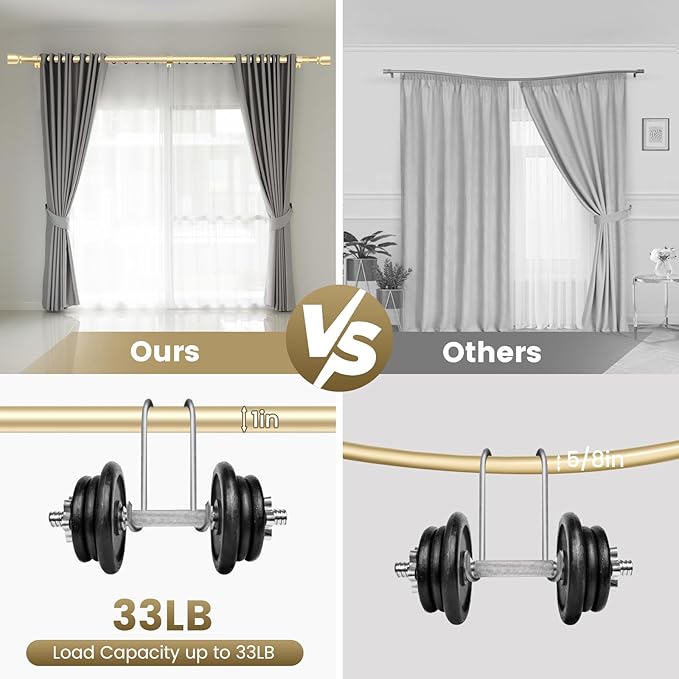 1” Diameter Curtain Rods Itself is 30 to144 inch 1 Pack Fit 30-142 inch - Image 4