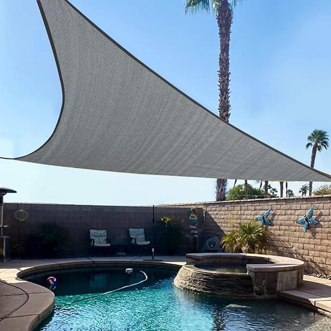 KANAGAWA Sun Shade Sail 10'x10'x14' Dark Gray Triangle UV Block Canopy Awning by KANAGAWA