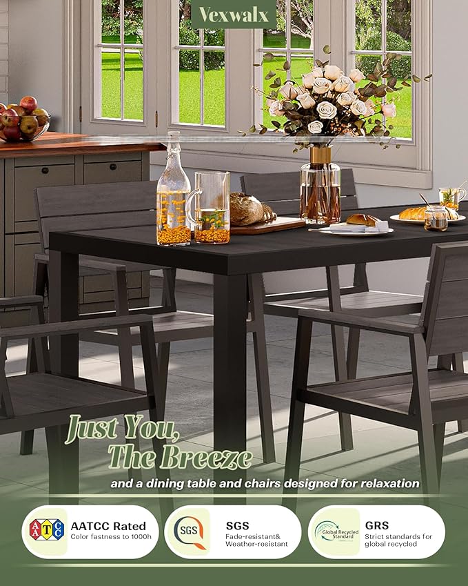 Outdoor Dining Chairs Set of 2, HDPS + Aluminum Patio Dining Chairs - Image 5
