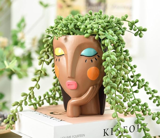 Face Planter Pots for Indoor Plants, Resin Head Planter Succulent Planter - Image 2