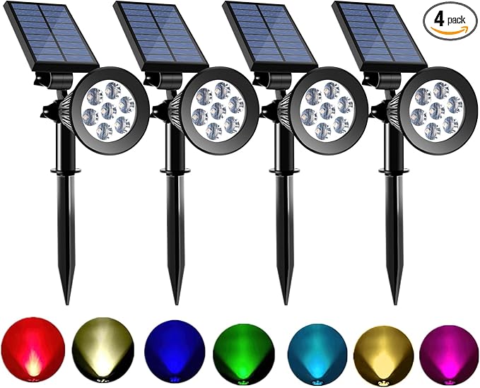 Solar Spot Lights Outdoor Color Changing, 8 Lighting Modes 2-in-1 Solar Lights by SUNKLLY