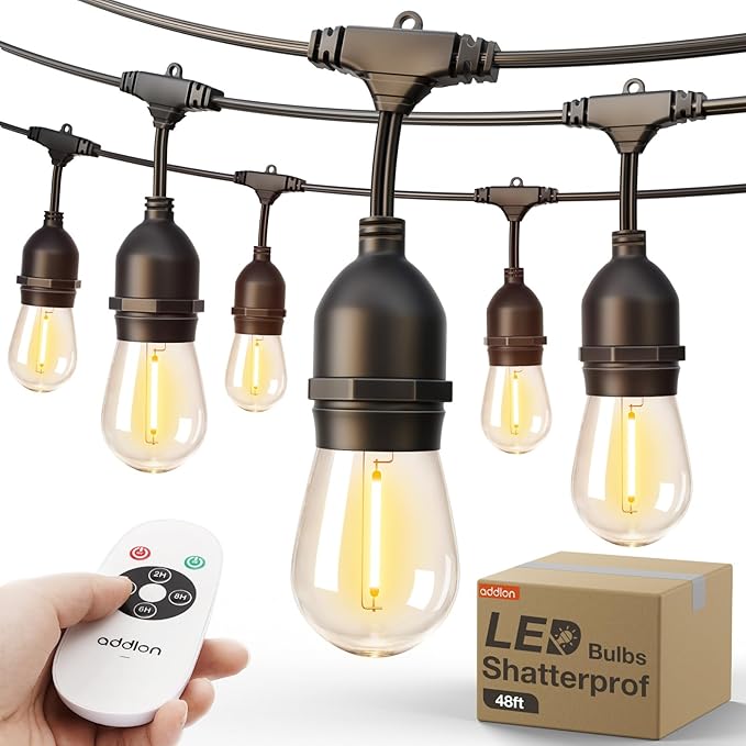 addlon Outdoor String Lights Timer Control, 48FT LED Patio Light by addlon