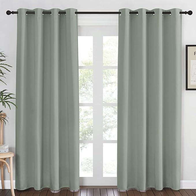 NICETOWN Blackout Sage Green Curtain 84 inch Length by NICETOWN