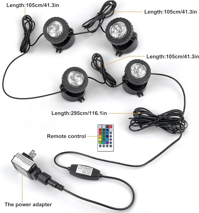 RGB Pond Lights with Timer, LED Underwater Submersible Colorful Landscape - Image 6