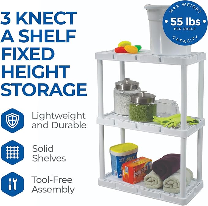 Gracious Living 2 Pack Light Duty Storage Shelves, Knect-A-Shelf 3-Shelf - Image 4