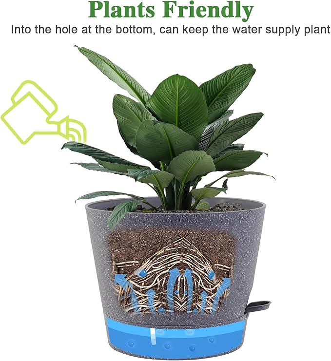 Self Watering Pots for Indoor Plants, 12 inch Planters - Image 3