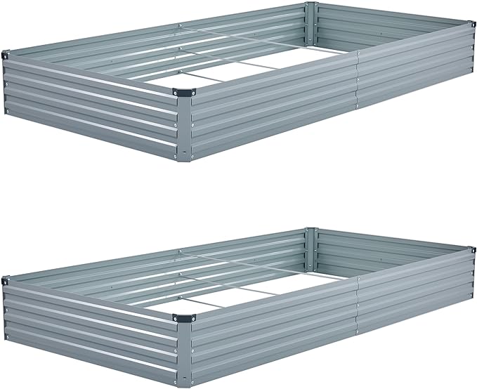 8x4x1ft Galvanized Raised Garden Bed, Outdoor Planter Box Metal Patio Kit by Foxlang