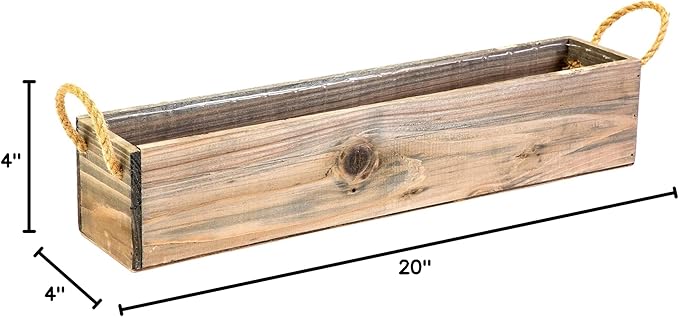 20" Rectangular Rustic Wood Planter - Image 7