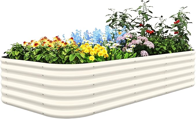 Quictent Raised Garden Bed Kit Oval Galvanized Metal Planter Box Tall by QUICTENT