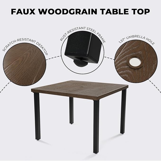 Grand patio 5-Piece Outdoor Dining Set, 4 Leather-Look Wicker Swivel Patio - Image 7