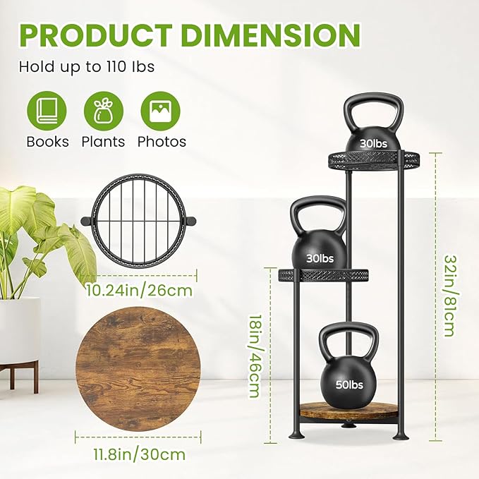 3 Tier Large Plant Stand Indoor Outdoor Clearance 10in Wide Metal Wood Plant - Image 3