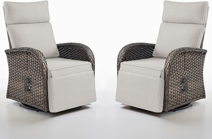Belord Dual-Adjust Outdoor Swivel Recliner Chair – Reclining Patio Chair by Belord