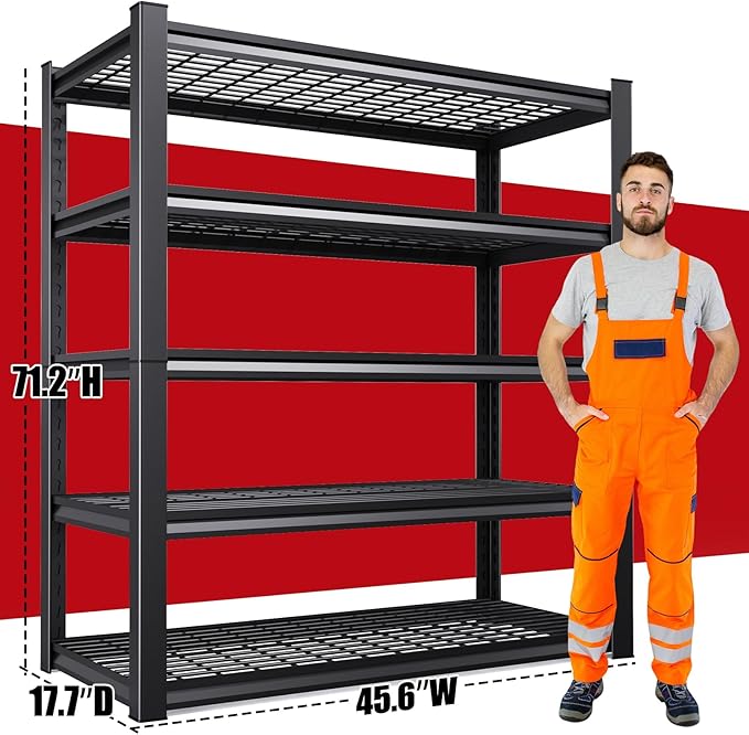 Set of 2 Garage Shelving-3000 lbs 5 Tier Storage Shelves, Adjustable Heavy Duty - Image 3