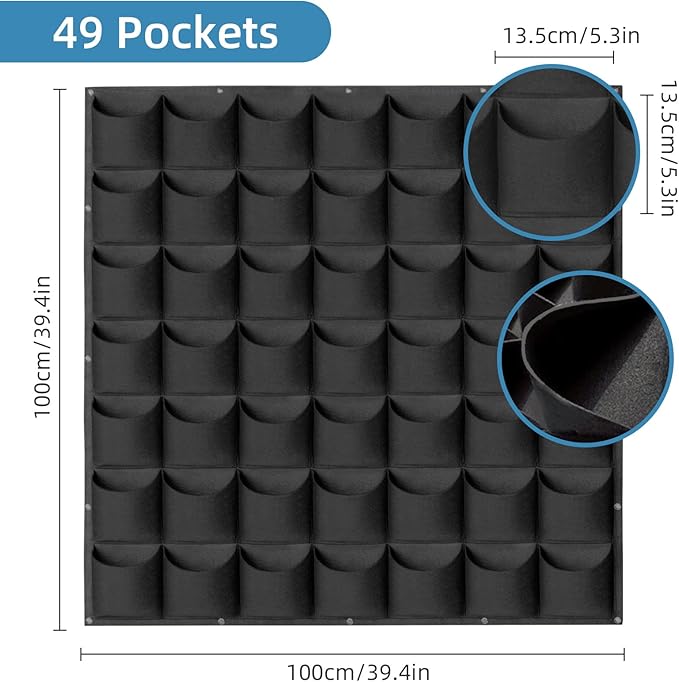 49 Pockets Hanging Planter Bags, Hanging Vertical Wall Mounted Plant Planting - Image 3