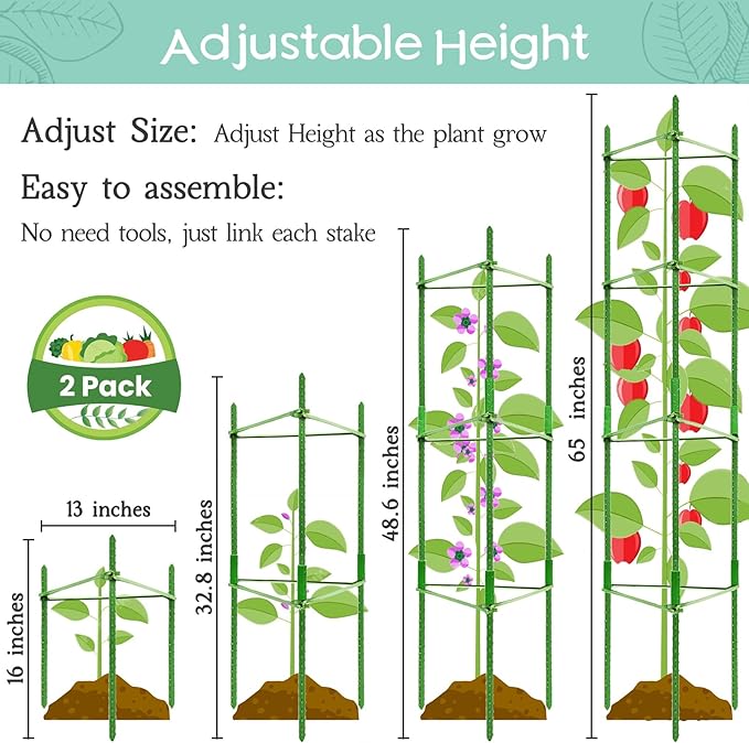Legigo 2-Pack Tomato Cage for Garden Plant Support- Up to 63inch Garden Stakes - Image 2