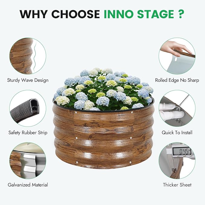 INNO STAG 3 Pcs Round Galvanized Raised Garden Bed — 2×2×1ft Planter Box - Image 3