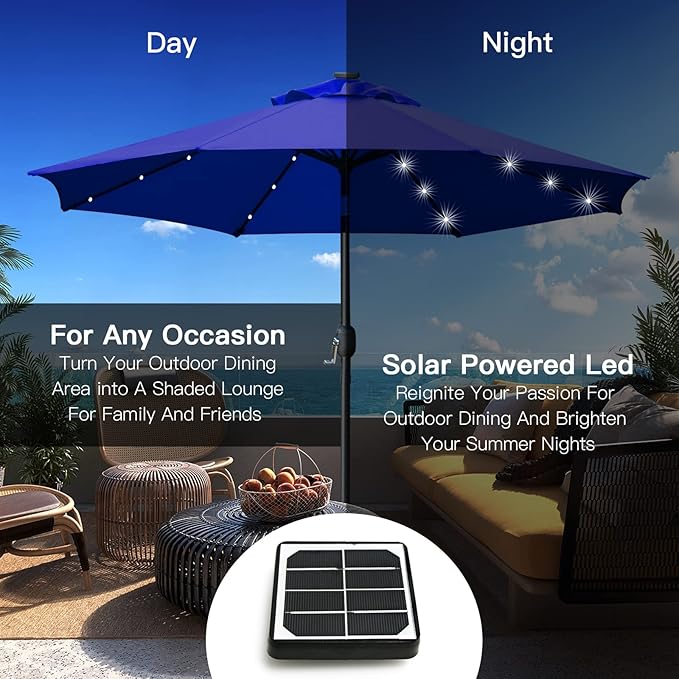 Sunnyglade 9' Solar LED Lighted Patio Umbrella - Image 5