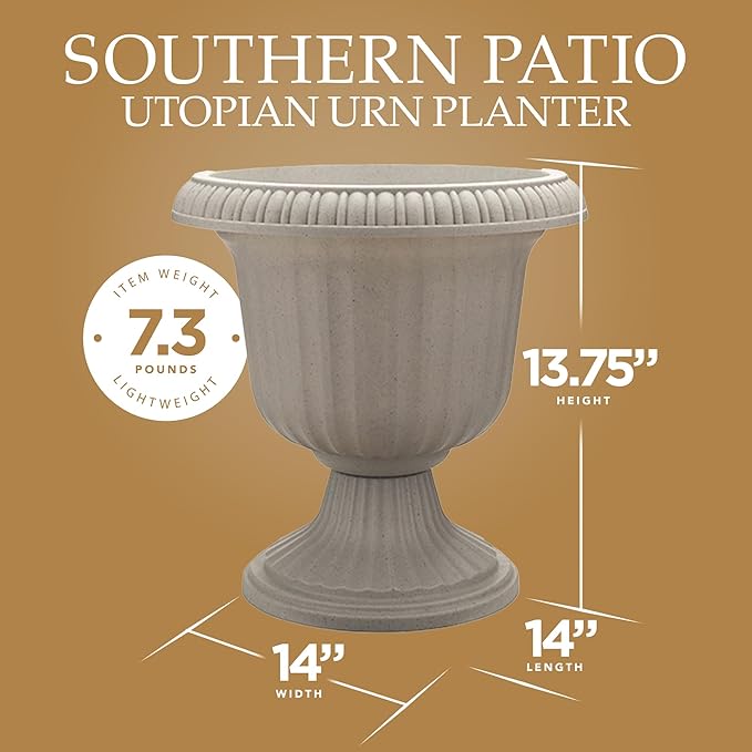 Southern Patio 2 Pack Utopian Urn Planter, Large 14 Inch Outdoor Pot, - Image 2