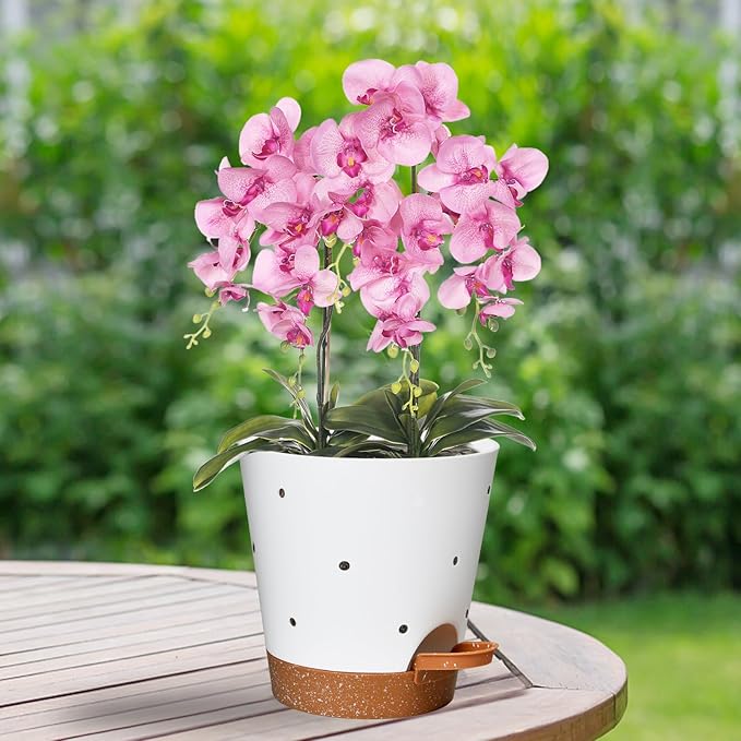 Orchid Pots with Holes, 6 Inch Self Watering Orchid Pot 2 Pack Plastic Plant - Image 7