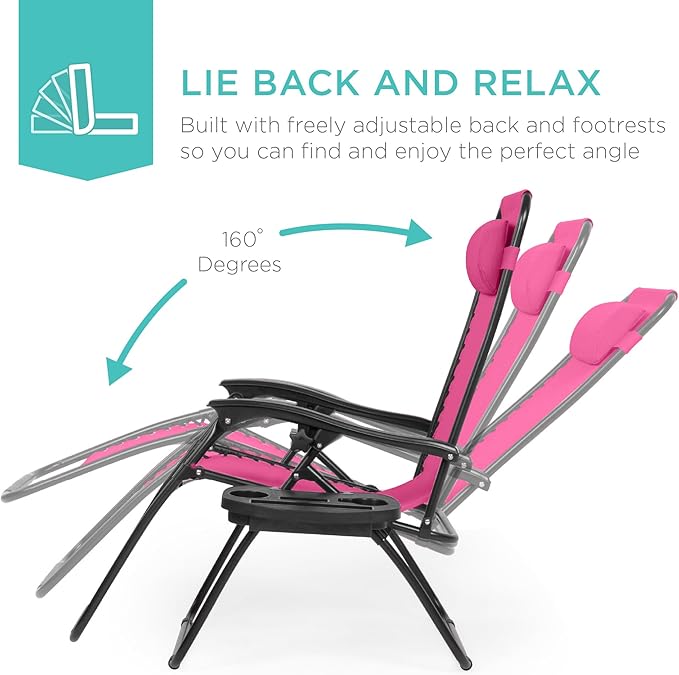 Best Choice Products Set of 2 Adjustable Steel Mesh Zero Gravity Lounge Chair - Image 3