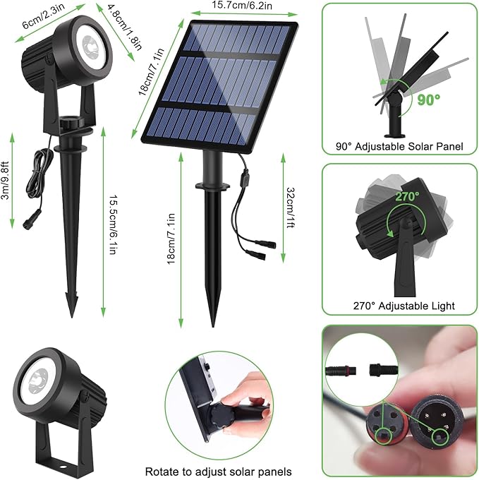 Solar Spotlights Outdoor Waterproof, RGB Landscape Spotlights, Christmas - Image 2