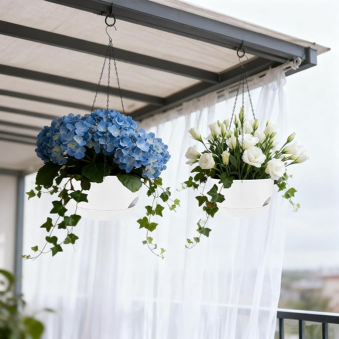 Set of 4-8 Inch Self Watering Hanging Planters - Image 8