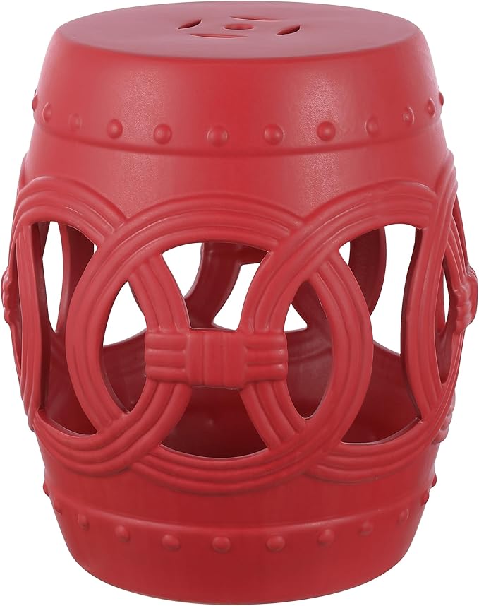 JONATHAN Y TBL1022C Lucky Coins 16" Chinese Ceramic Drum Indoor/Outdoor Garden by JONATHANY