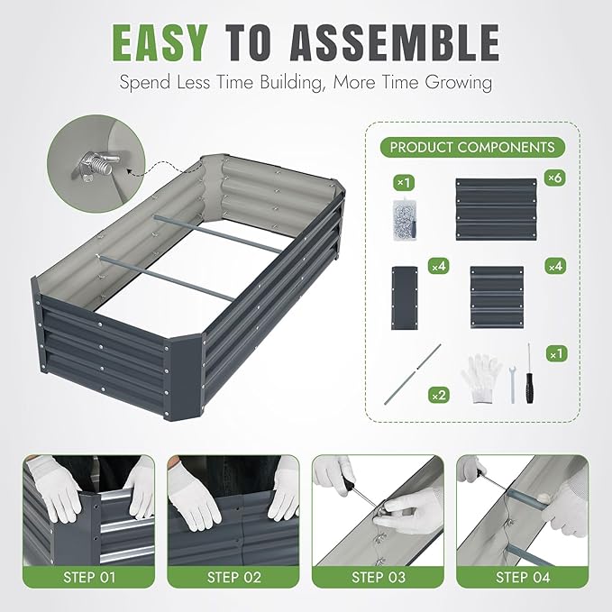 INNO STAGE 4×2×1ft Galvanized Raised Garden Bed Kit, Galvanized Planter Raised - Image 7