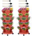 DUNCHATY Stackable Planters 5 Tier Vertical Garden Planting Tower Planters by DUNCHATY