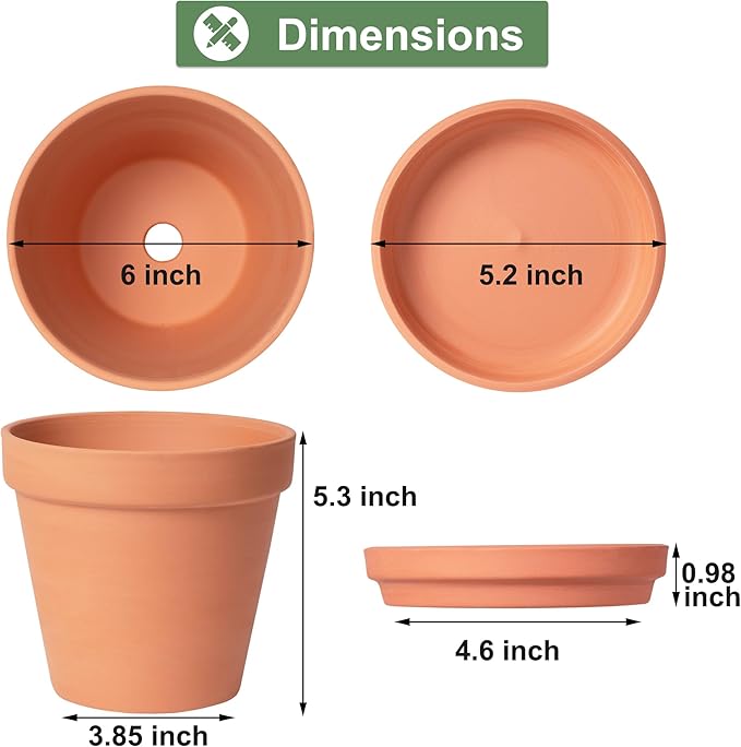 Orceler 6 inch Terracotta & Clay Pots - Image 2