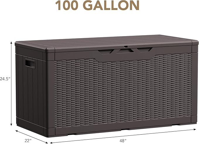 Devoko 100 Gallon Waterproof Large Resin Deck Box Indoor Outdoor Lockable - Image 6