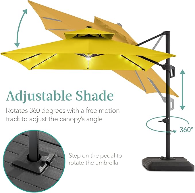 Best Choice Products 10x10ft Cantilever Patio Umbrella w/Base Included - Image 4