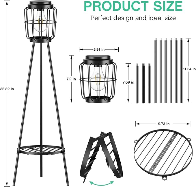 2 Pack Solar Lights with Plant Stand, Outdoor Floor Lamp, Waterproof Solar LED - Image 4