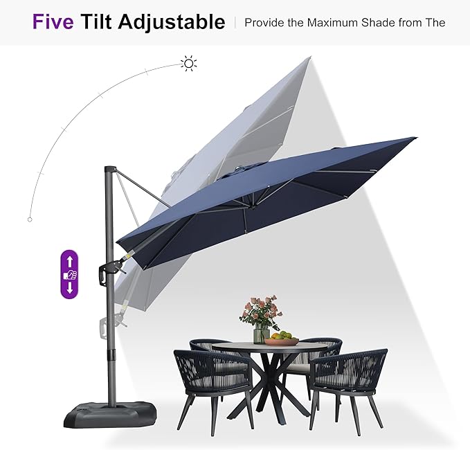 PURPLE LEAF 9 Feet Patio Umbrella Outdoor Cantilever Square Umbrella Aluminum - Image 6