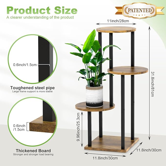 Plant Stand Indoor, 4 Tier Thickened Metal Corner Plant Shelf - Image 2