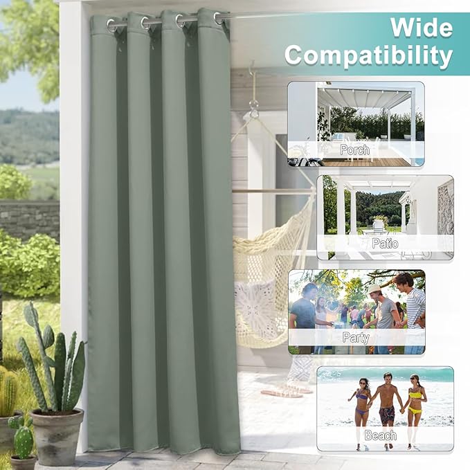 NICETOWN Patio Curtains for Outdoor Waterproof, Rustproof Grommet Thermal - Image 5